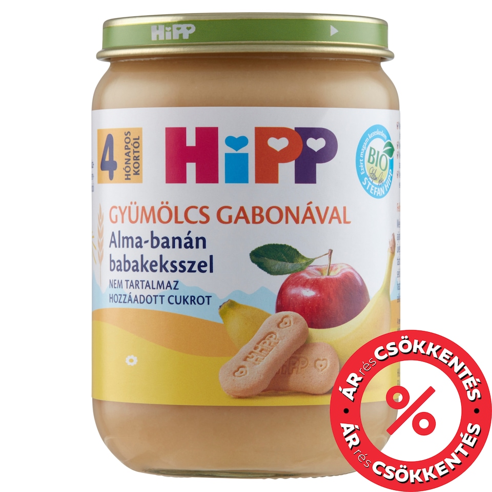 HiPP Organic Apple-Banana with Baby Biscuit Baby Dessert 4+ Months 190 g