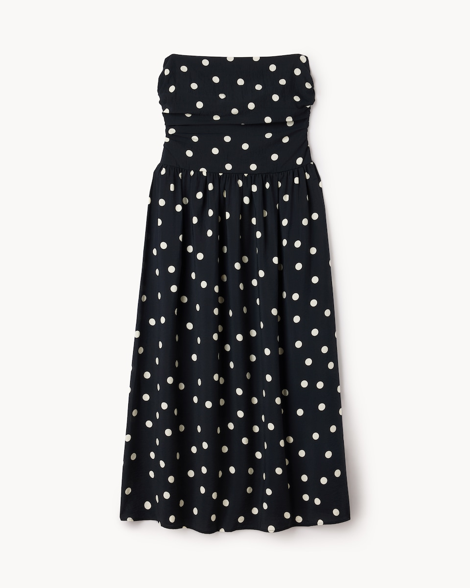 image 1 of F&F Polka Dot Bandeau Midi Dress in Multi Black