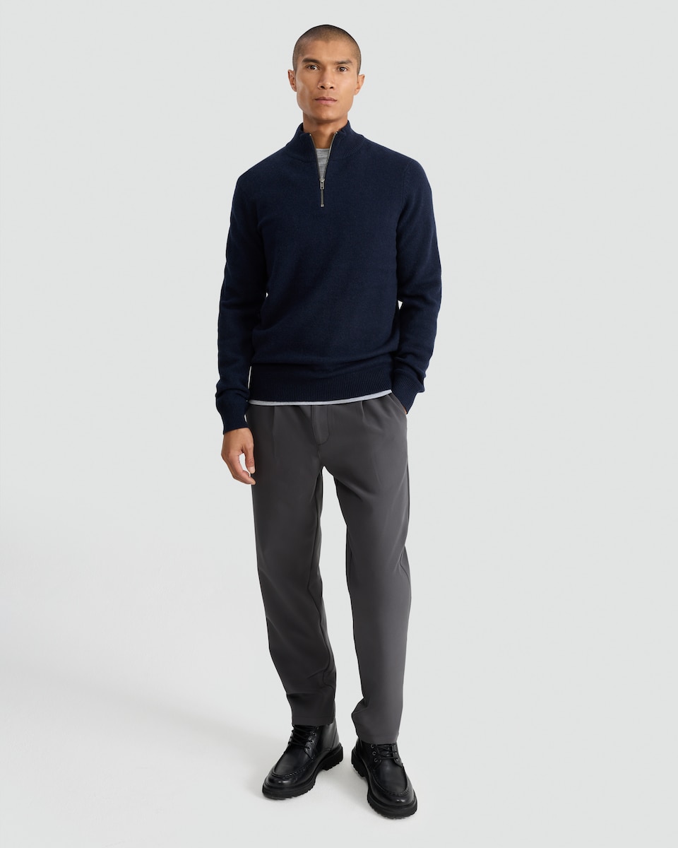 image 1 of F&F Lambswool Knitted Half Zip Jumper in Navy
