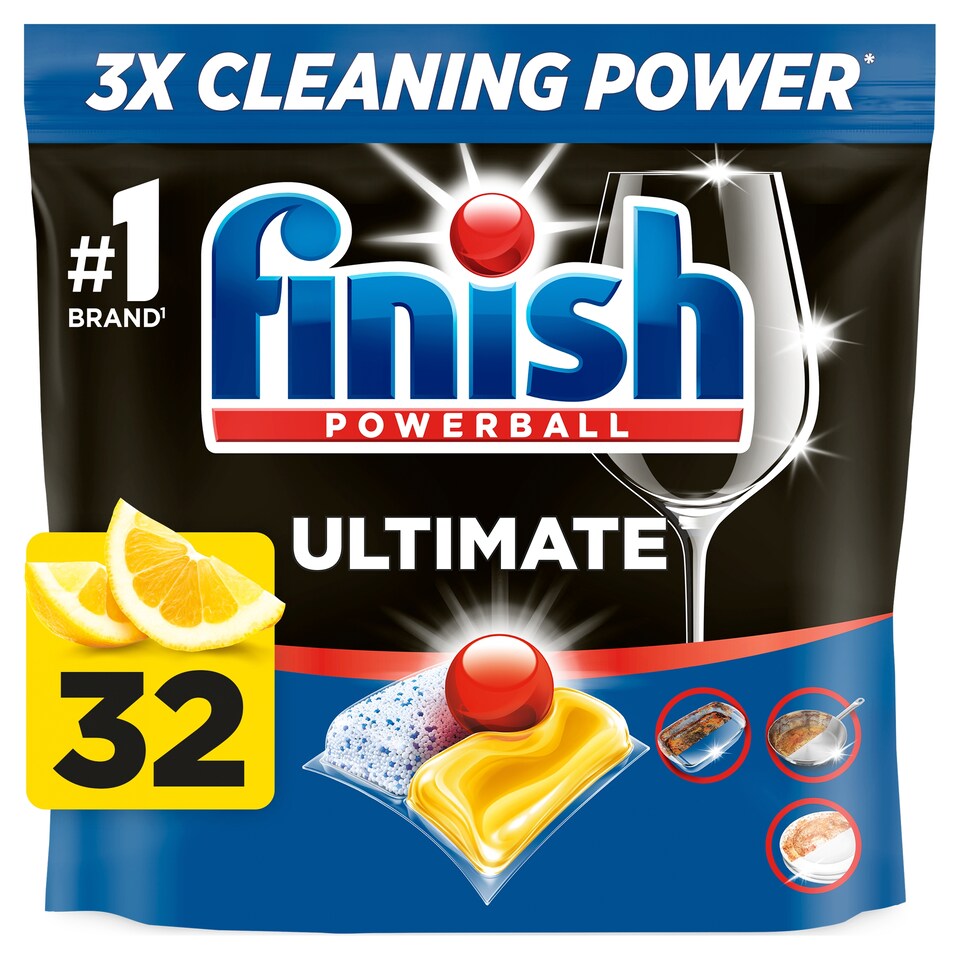 image 1 of Finish Ultimate All In One 32 Dishwasher Tablets Lemon 412.8g