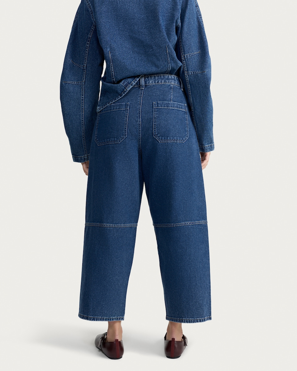 image 1 of The F&F Edit High Rise Seam Detail Barrel Leg Jeans in Blue