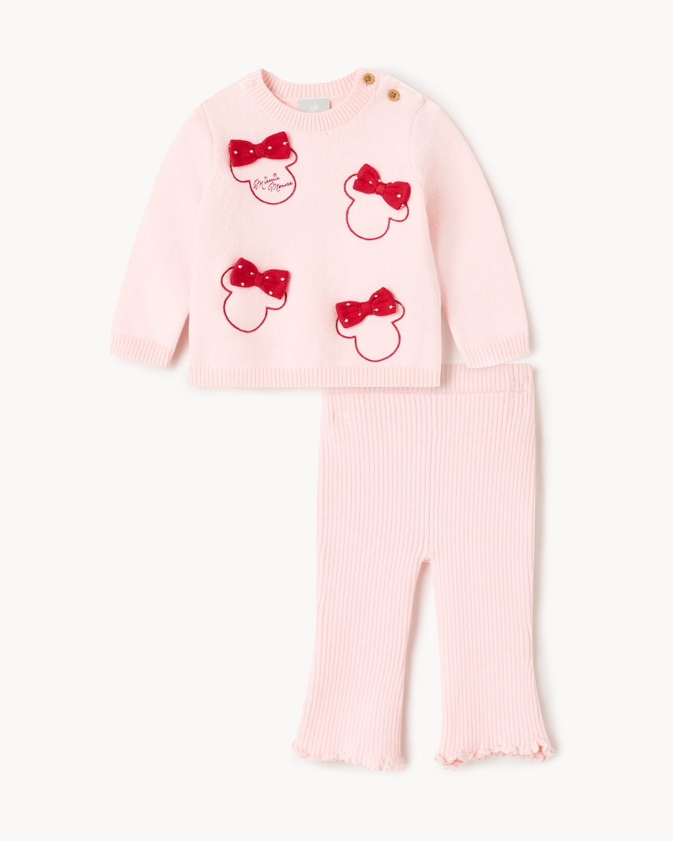 image 1 of Disney Minnie Mouse Knitted Jumper and Leggings Set in Pink
