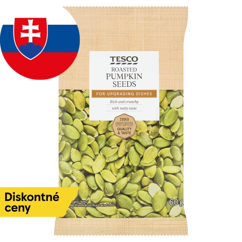 Tesco Semená tekvice bezšupkovej pražené 60 g