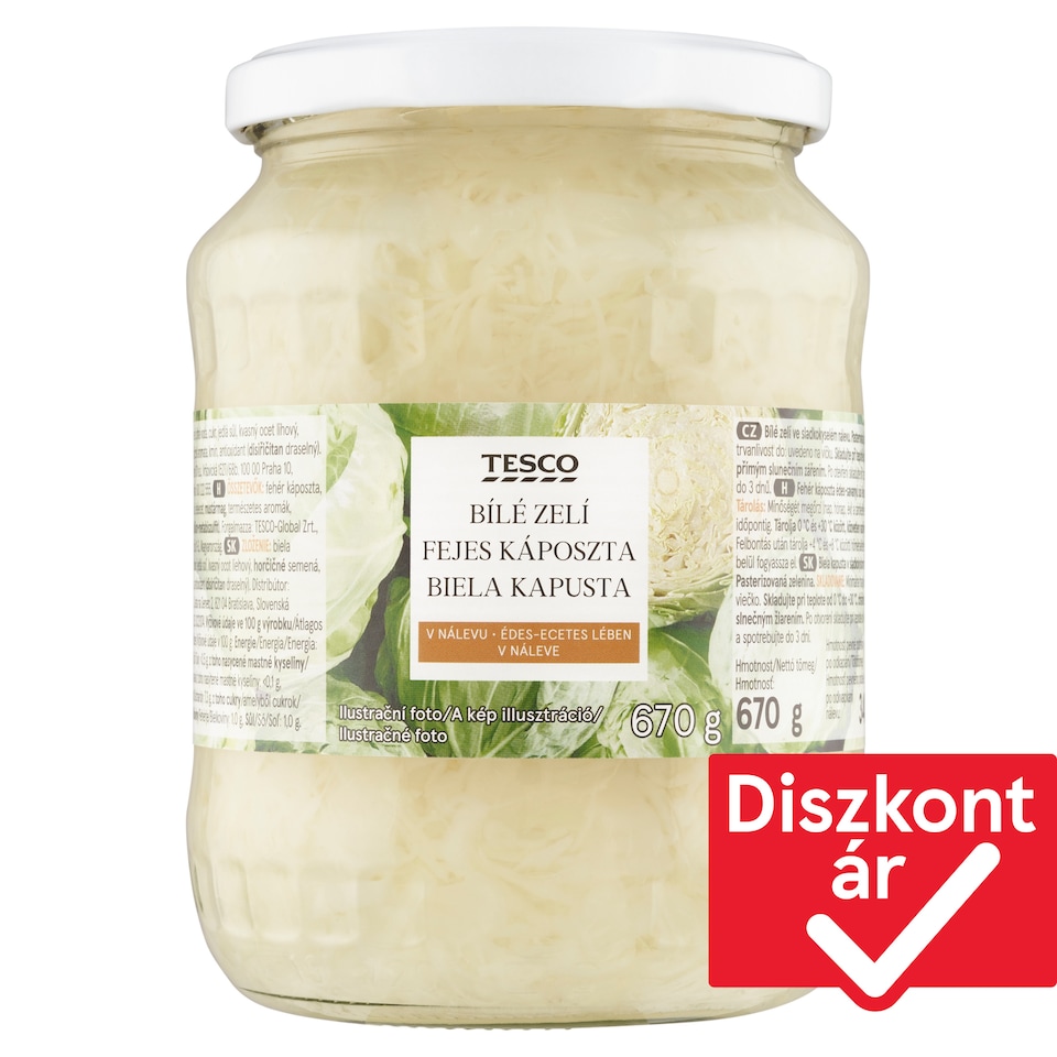 Tesco Cabbage in Sweet and Sour Liquid 670 g