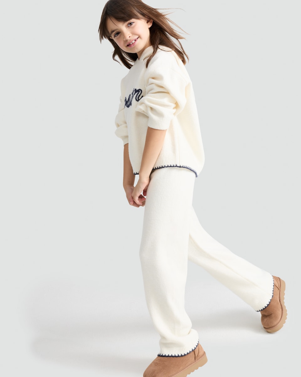 image 1 of F&F Girls 2-Piece Boston Hoodie and Trousers Set in Cream