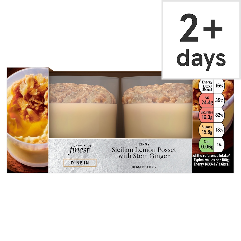 Tesco Finest Sicilian Lemon & Stem Ginger Possets 2 x 93g