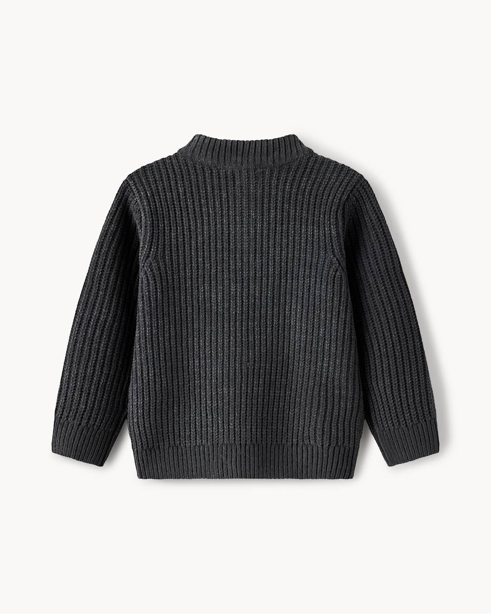 image 1 of F&F Boys Chenille Knitter Quarter Zip Jumper in Khaki