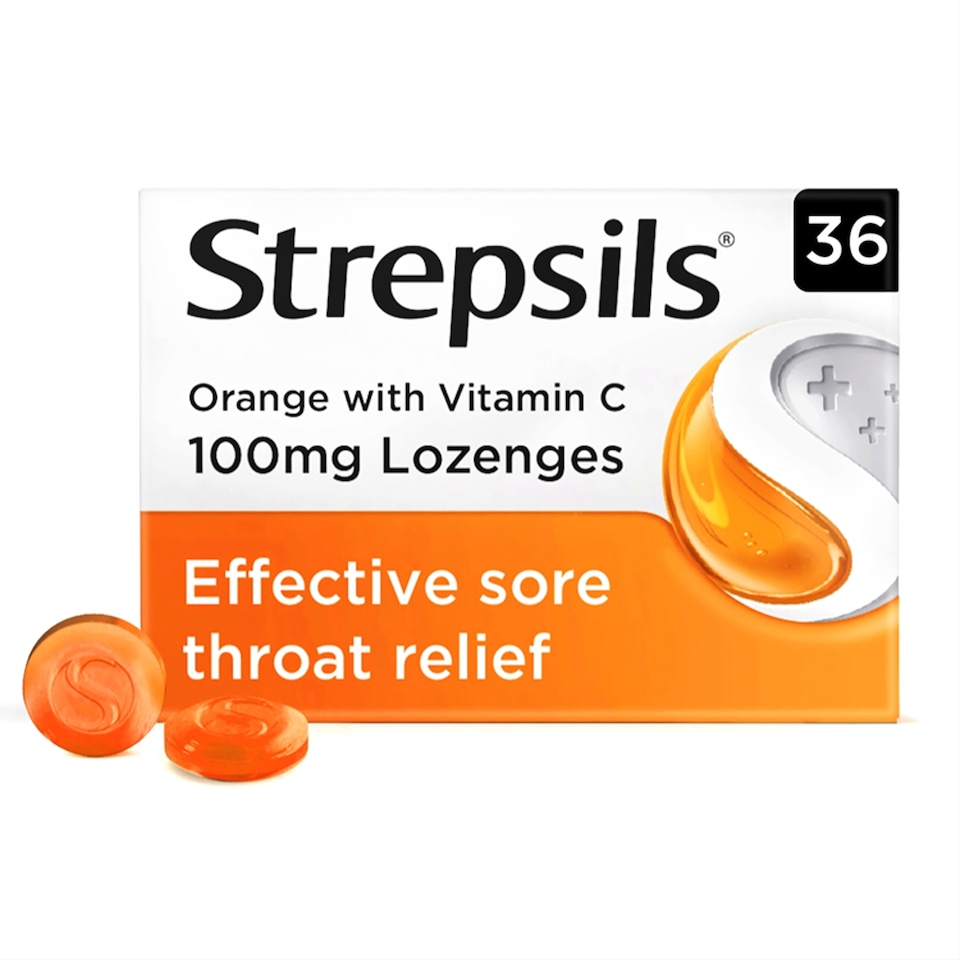 image 1 of Strepsils Orange Sore Throat Lozenges with Vitamin C - 36s