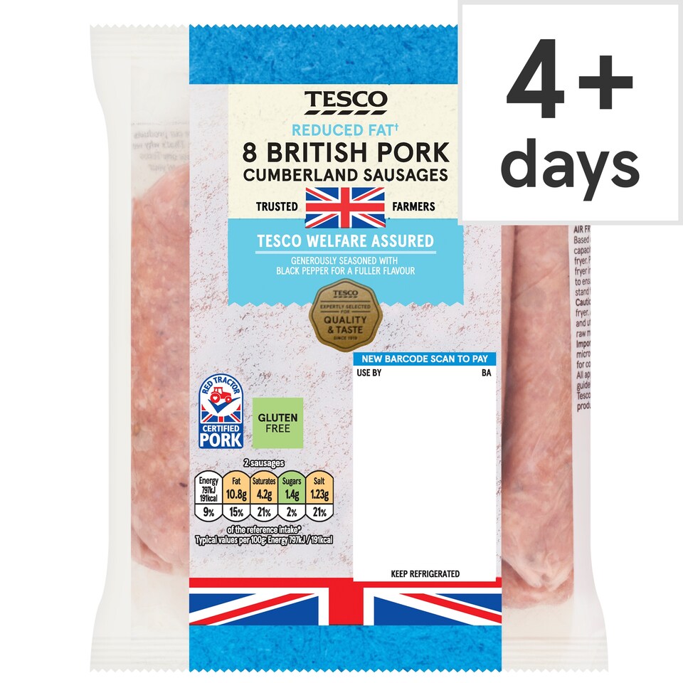 Tesco Reduced Fat Cumberland Sausage 454G