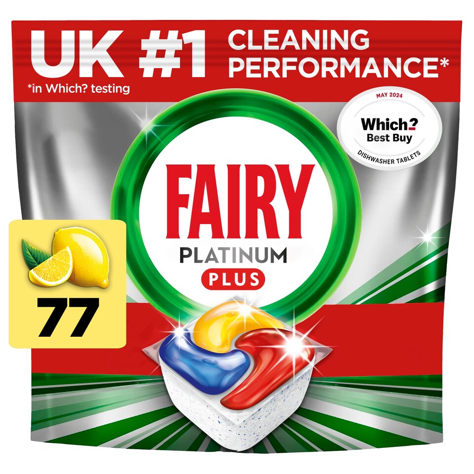 image 1 of Fairy Platinum Plus 77 Lemon Dishwasher Tablets 1194G