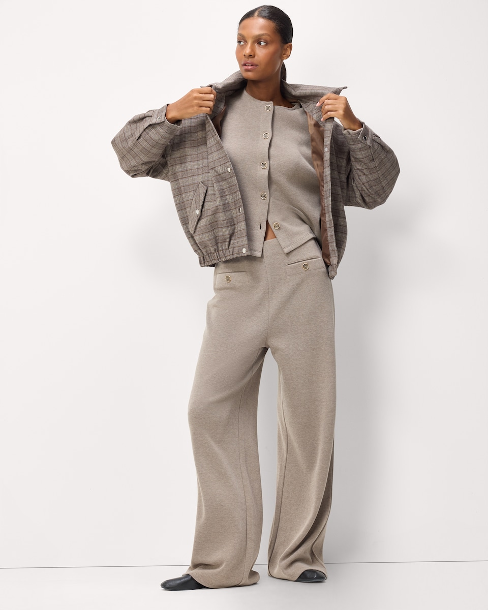 image 1 of F&F Brushed Wide Leg Trousers in Neutral