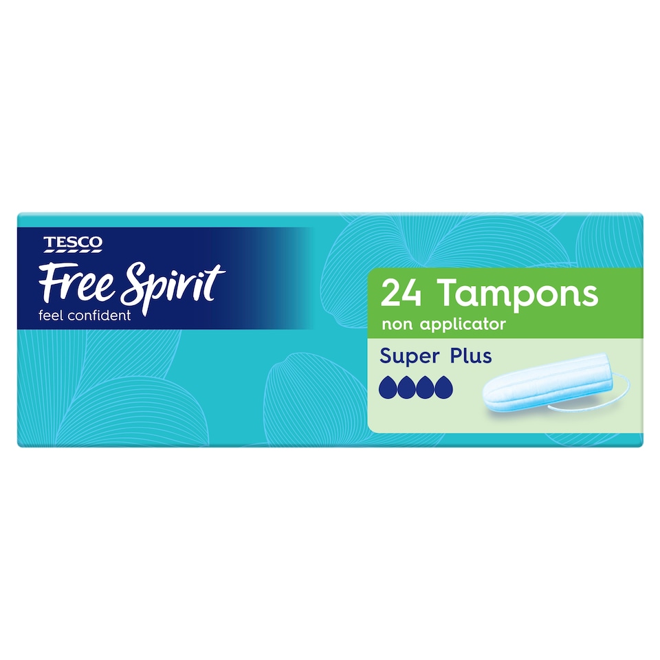 Tesco Free Spirit Non Applicator Tampons - Super Plus 24 Pack