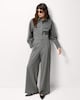 image 2 of F&F Pinstripe Cropped Co-ord Shirt in Grey