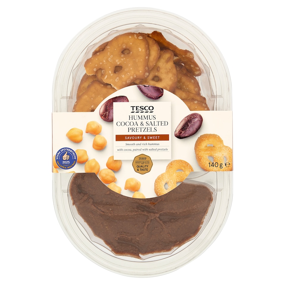Tesco Hummus Cocoa & Salted Pretzels 140g