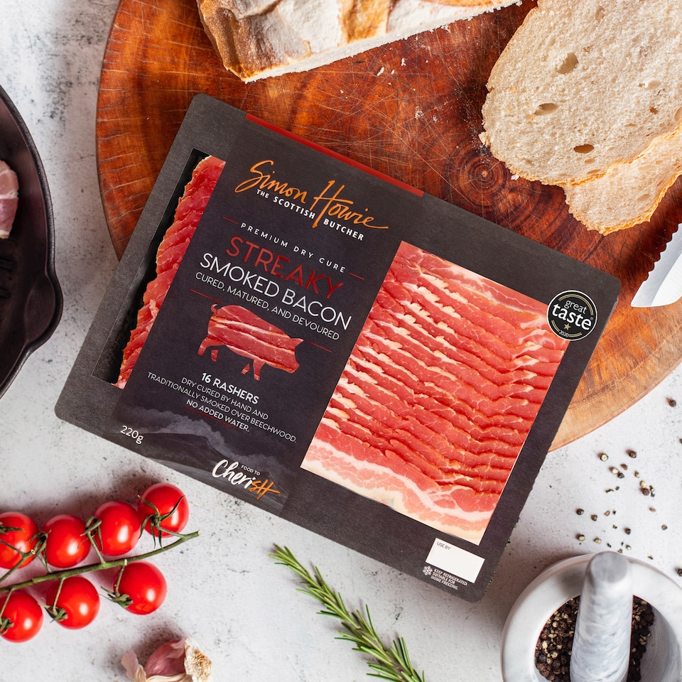 image 1 of Simon Howie Dry Cure Smoked Streaky Bacon 220G