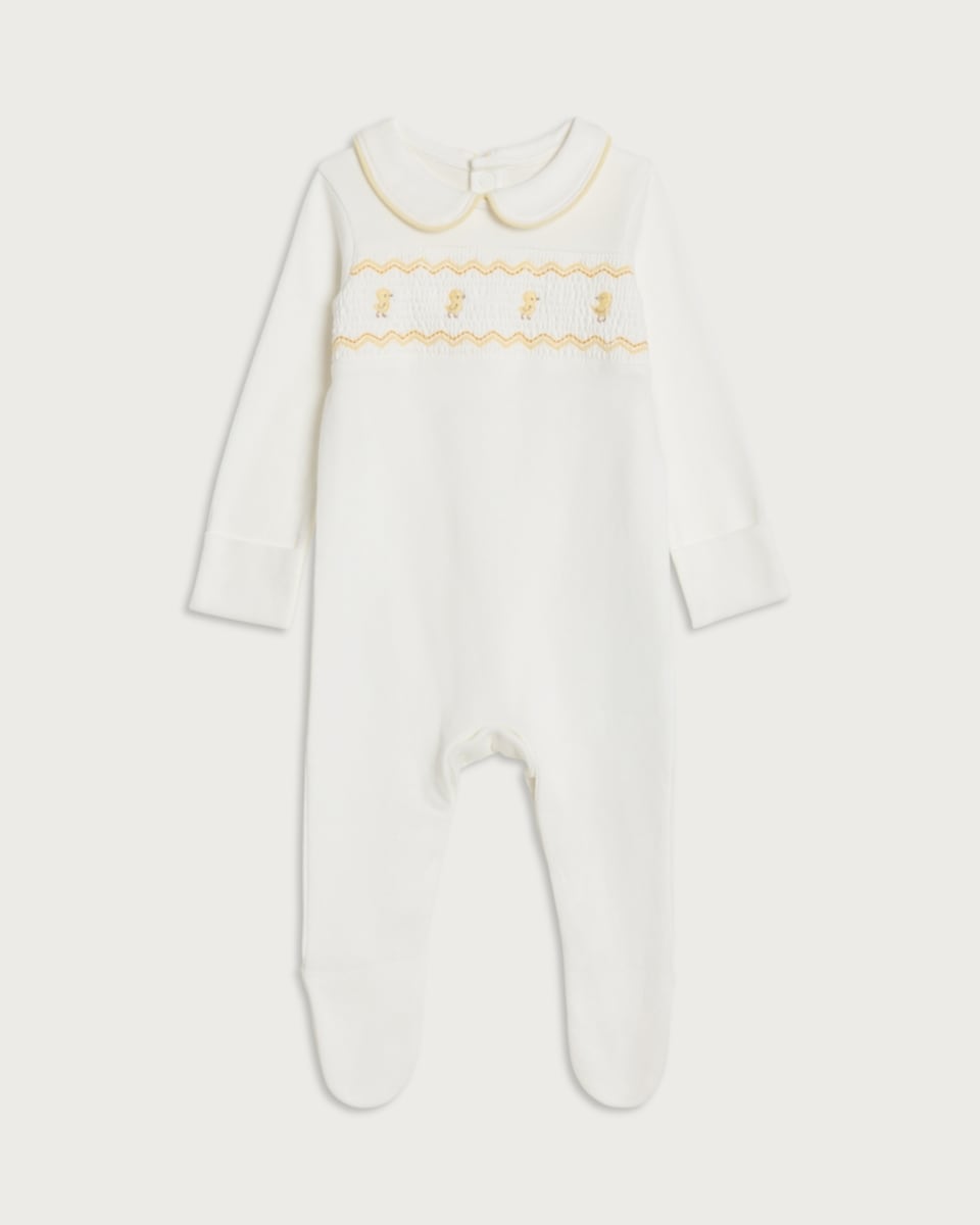 F&F Baby Pure Cotton Collared Sleepsuit in White