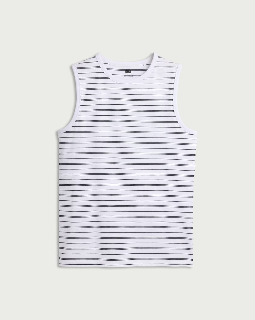 F&F Pure Cotton Striped Vest in White - Tesco Groceries