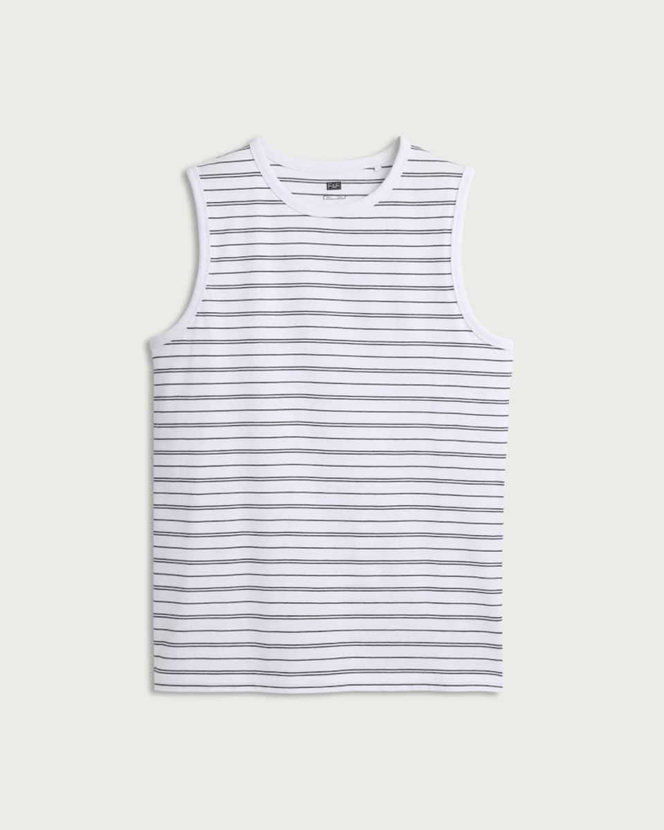 image 1 of F&F Pure Cotton Striped Vest in White