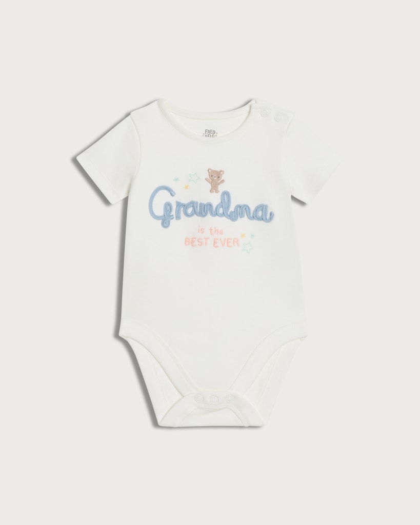 F&F Baby Pure Cotton Grandma Is the Best Ever Bodysuit in White
