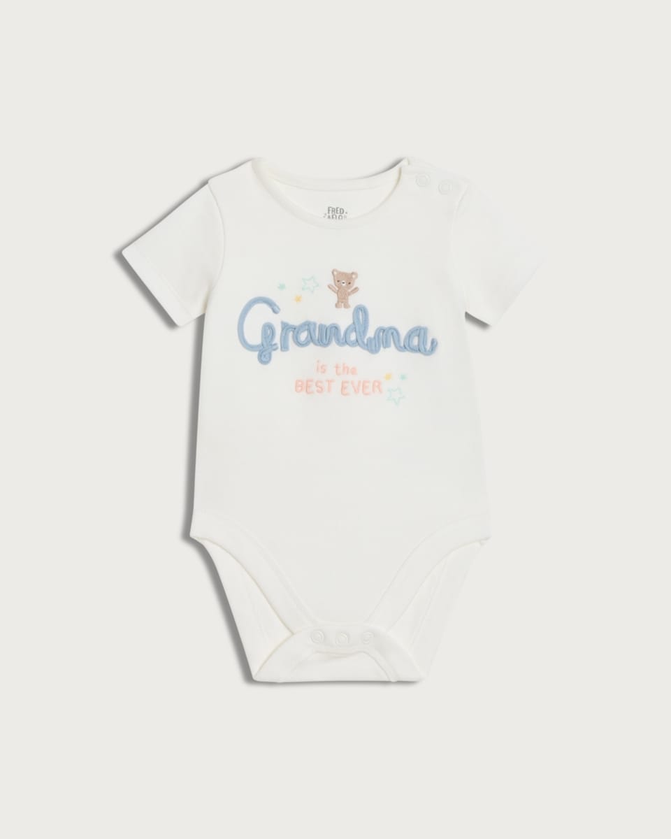 F&F Baby Pure Cotton Grandma Is the Best Ever Bodysuit in White