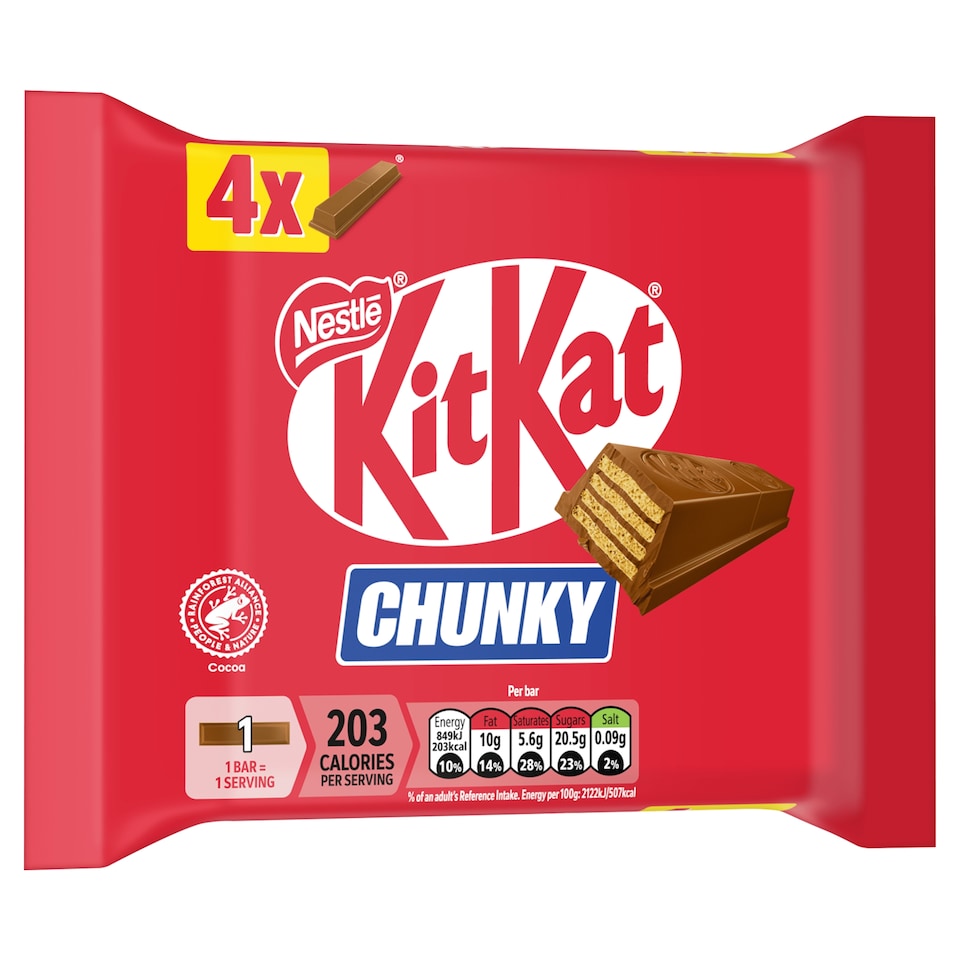 image 1 of Kit Kat Chunky Milk Chocolate Bars Multipack 40g 4 Pack