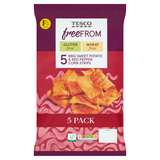 Tesco Free From Sweet Potato & Red Pepper Corn Chips 5X30g Tesco