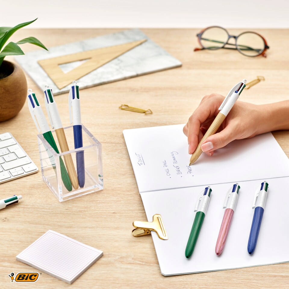 image 1 of  BIC 4 COLOUR WOOD PEN 3PK