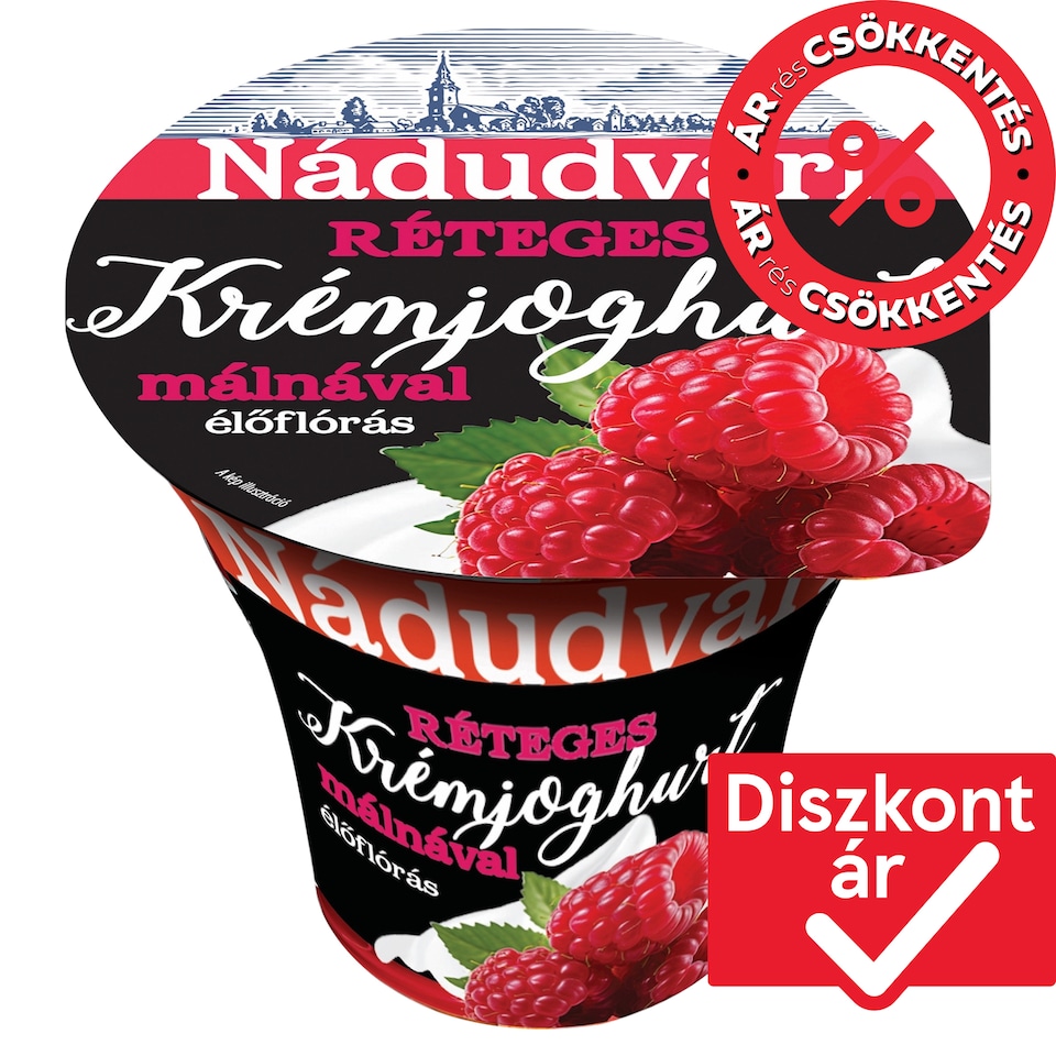Nádudvari élőflórás réteges krémjoghurt málnával 180 g