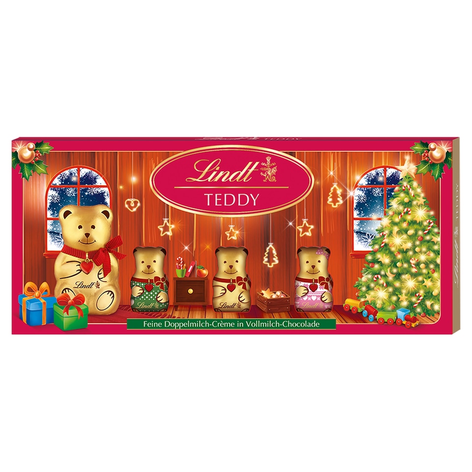 Lindt Teddy plněná mléčná čokoláda dvojitým mléčným krémem 10 ks 96g
