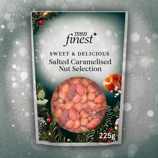 Tesco Finest Salted Caramelised Nut Selection 225G Tesco Groceries