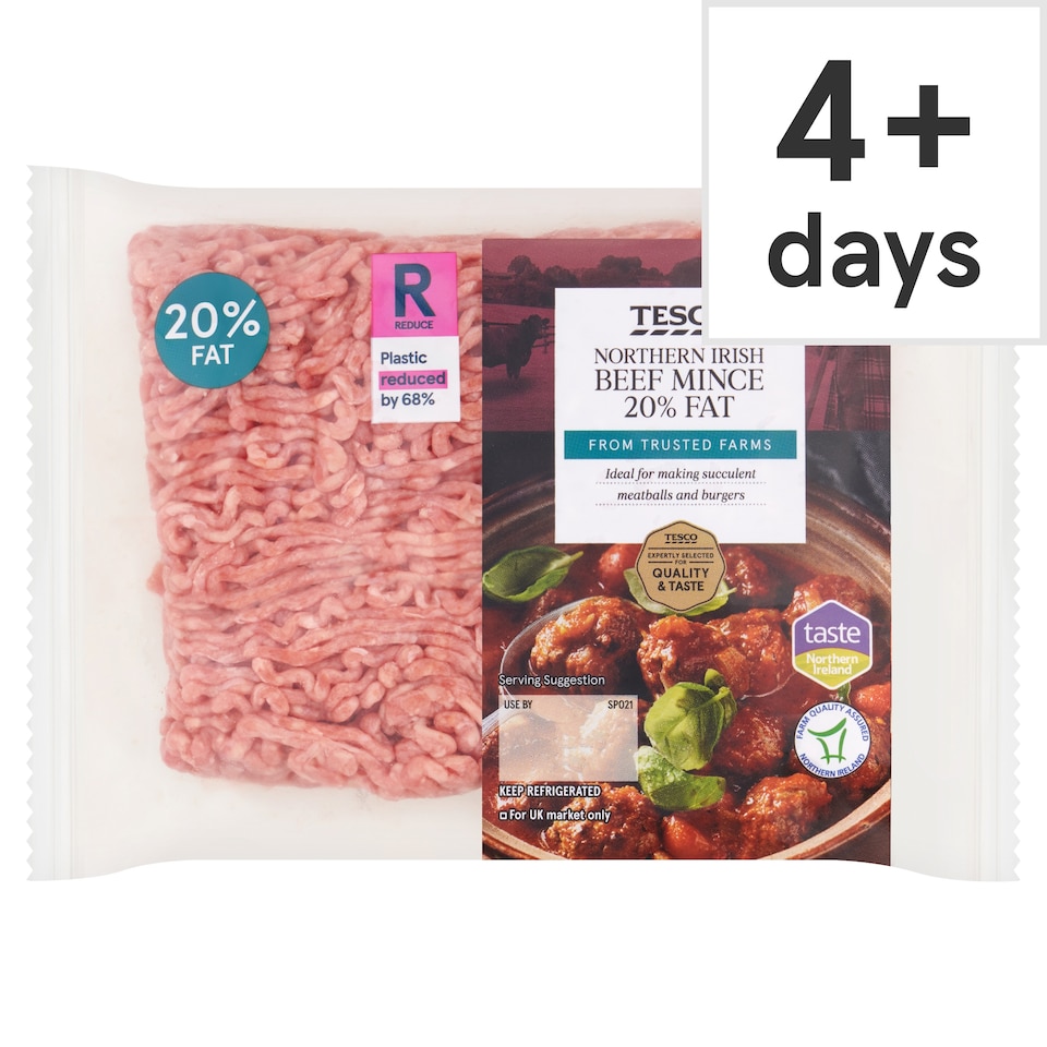 Tesco Northern Irish Beef Mince 20% Fat 500g