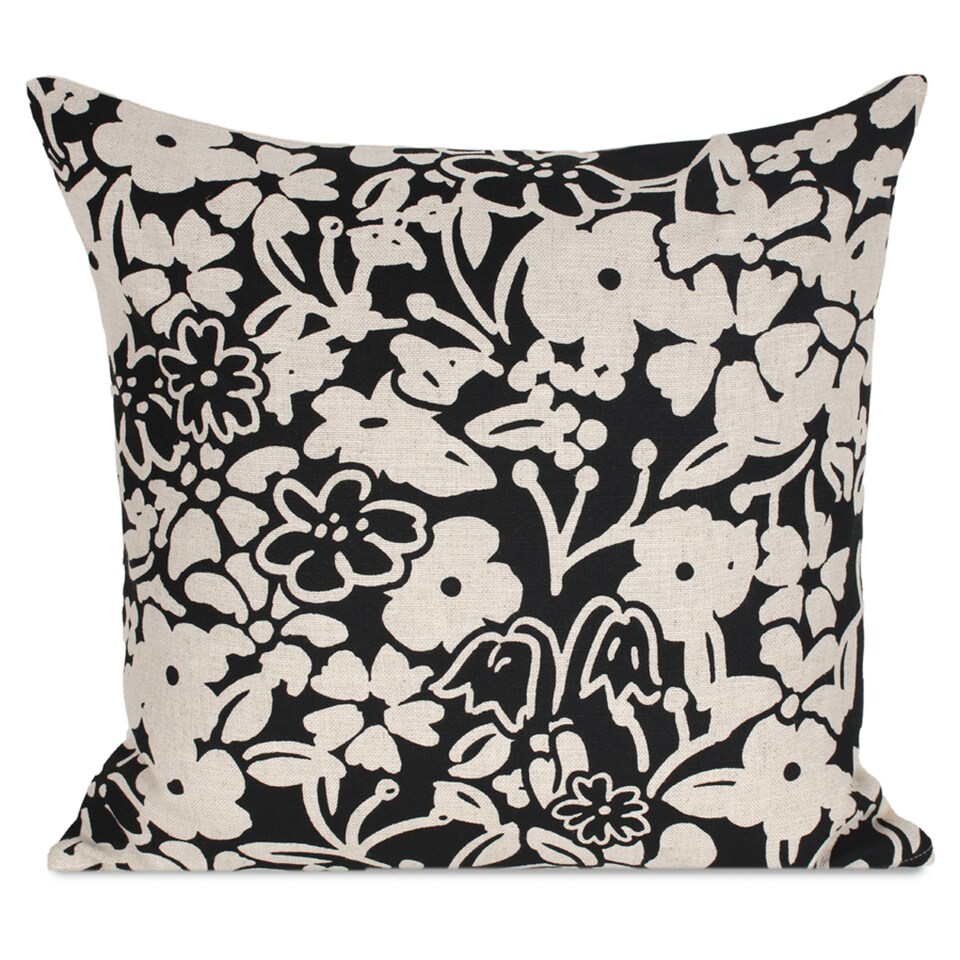 F&F Home Black Floral Cushion 