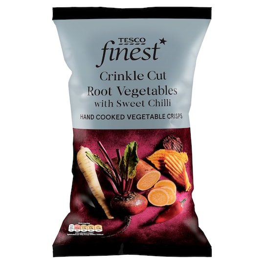 Tesco Finest Root Vegetable Crisps With Sweet Chilli 125G Tesco Groceries