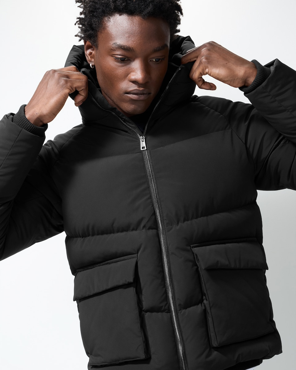 image 1 of F&F Hooded Puffer Jacket in Black