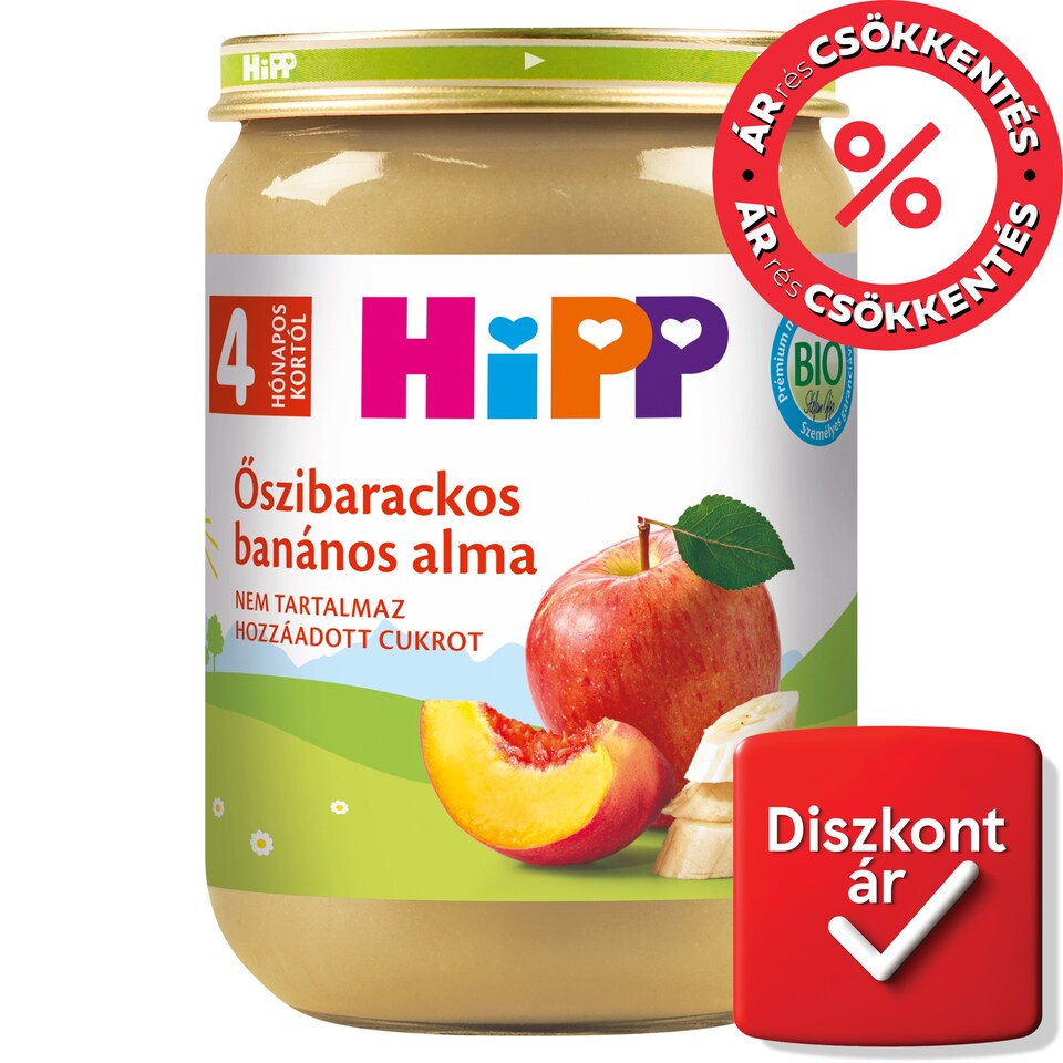 HiPP Organic Peach-Banana Apple Baby Dessert 4 Months+ 190 g