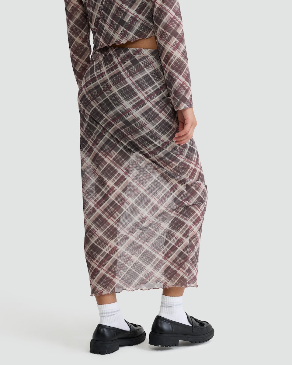 image 1 of OH ME OH MY Plaid Print Co-ord Skirt in Grey