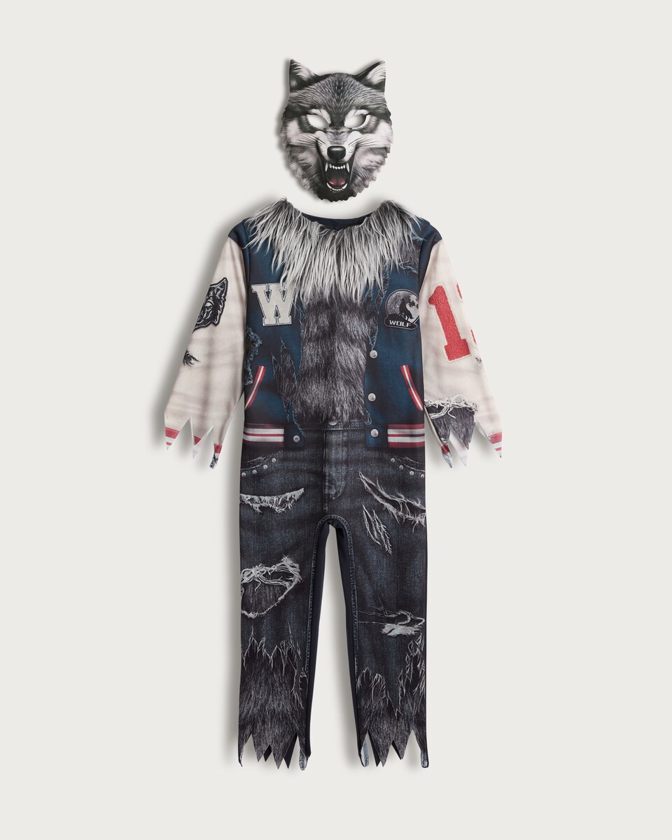 F&F Boys 2-Piece Werewolf Fancy Dress Costume in Multi Grey