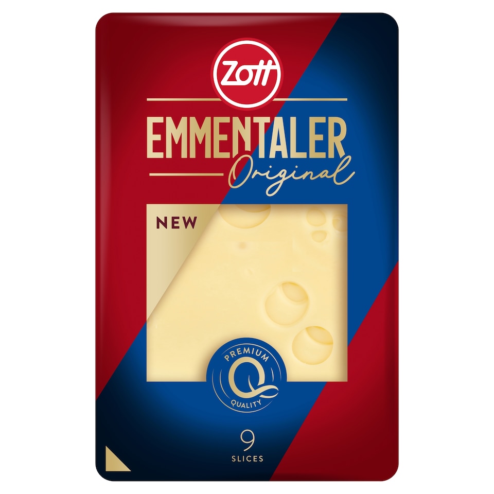 Zott Fat, Hard, Sliced Emmental Cheese 120 g