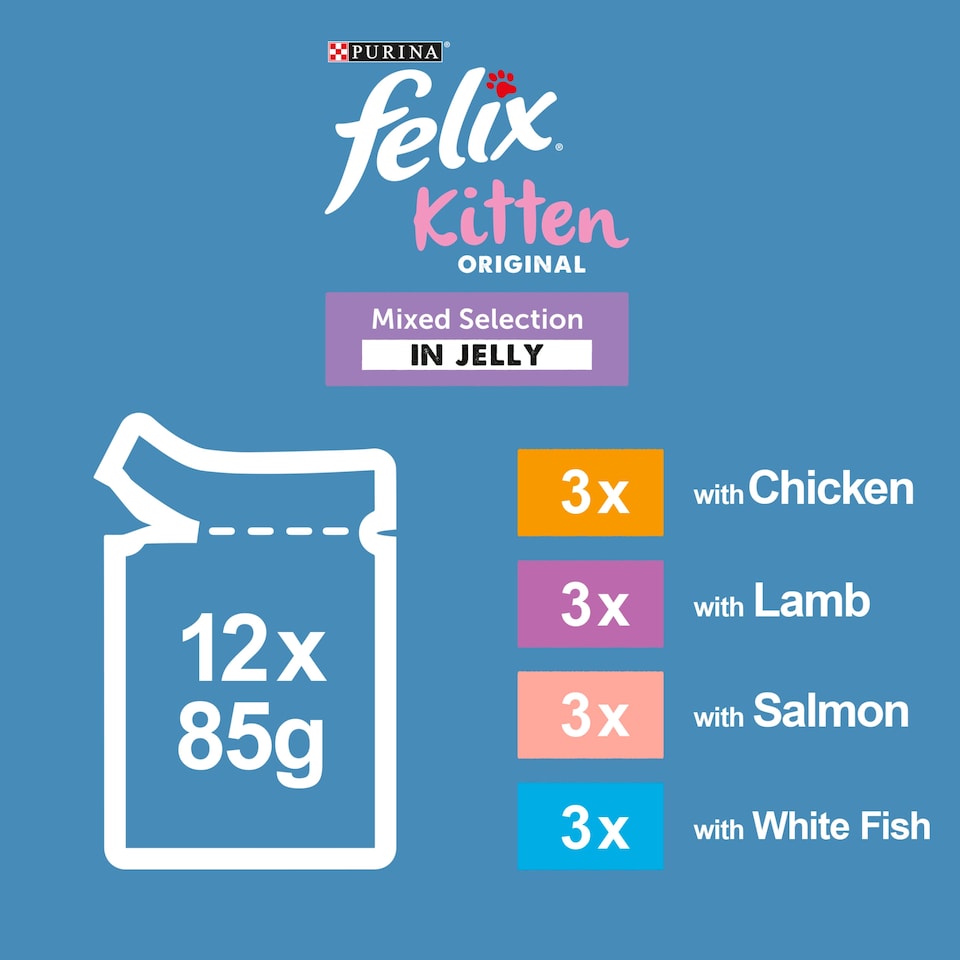 image 1 of FELIX ORIGINAL Kitten Mixed Selection in Jelly Wet Cat Food 12x85g