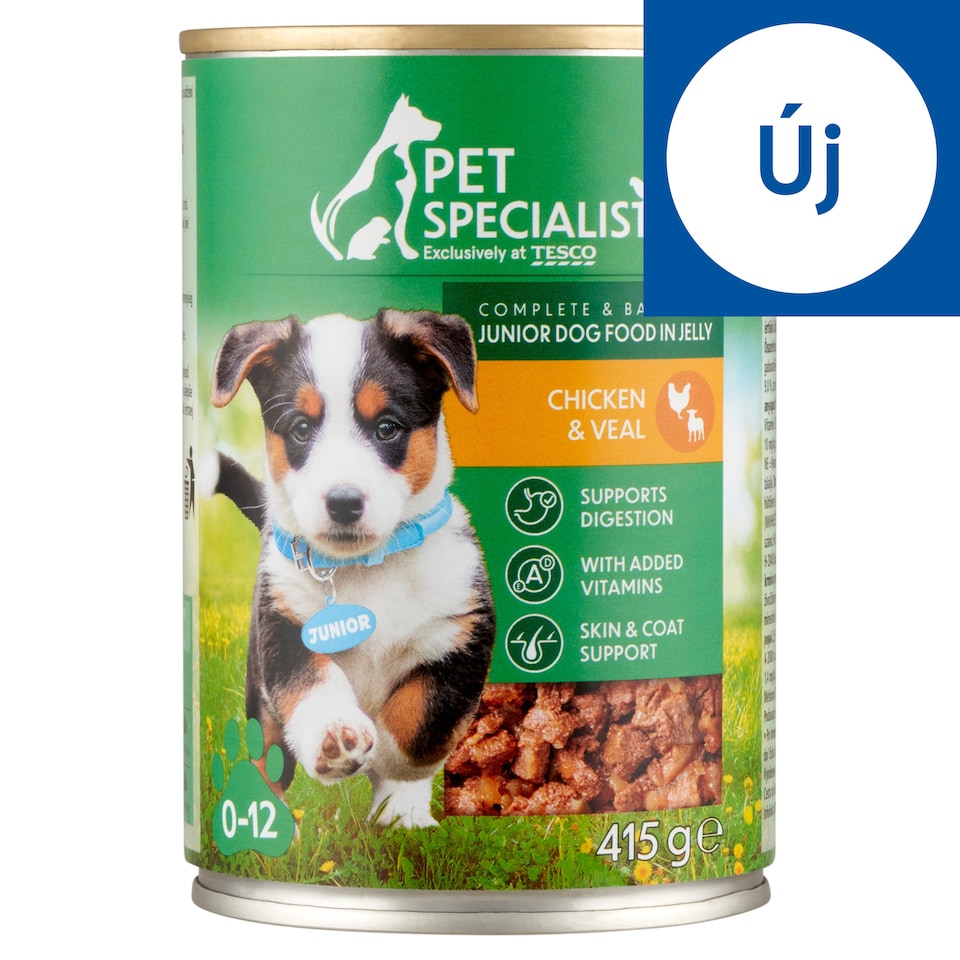 Pet Specialist teljes értékű állateledel kölyökkutyák számára borjúval és csirkével aszpikban 415 g