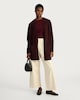 image 2 of F&F Patch Pocket Open Front Cardigan with Wool in Burgundy