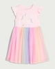 image 4 of F&F Girls Unicorn Rainbow Flutter Sleeved Dress in Multi Pink