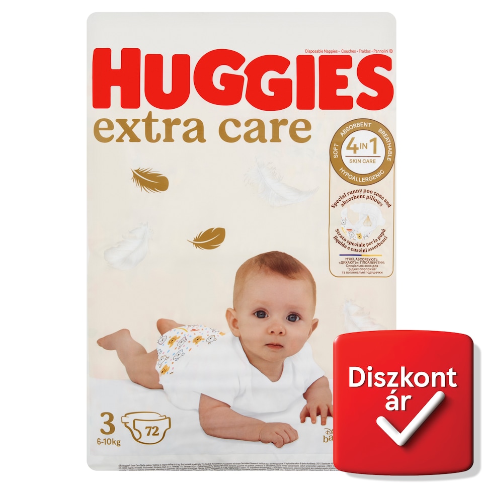 Huggies Extra Care 3 6-10 kg eldobható pelenkák 72 db  1. kép