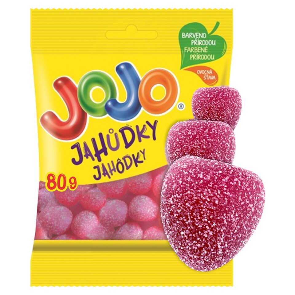 JOJO Jahôdky želé cukríky s jahodovou príchuťou 80 g