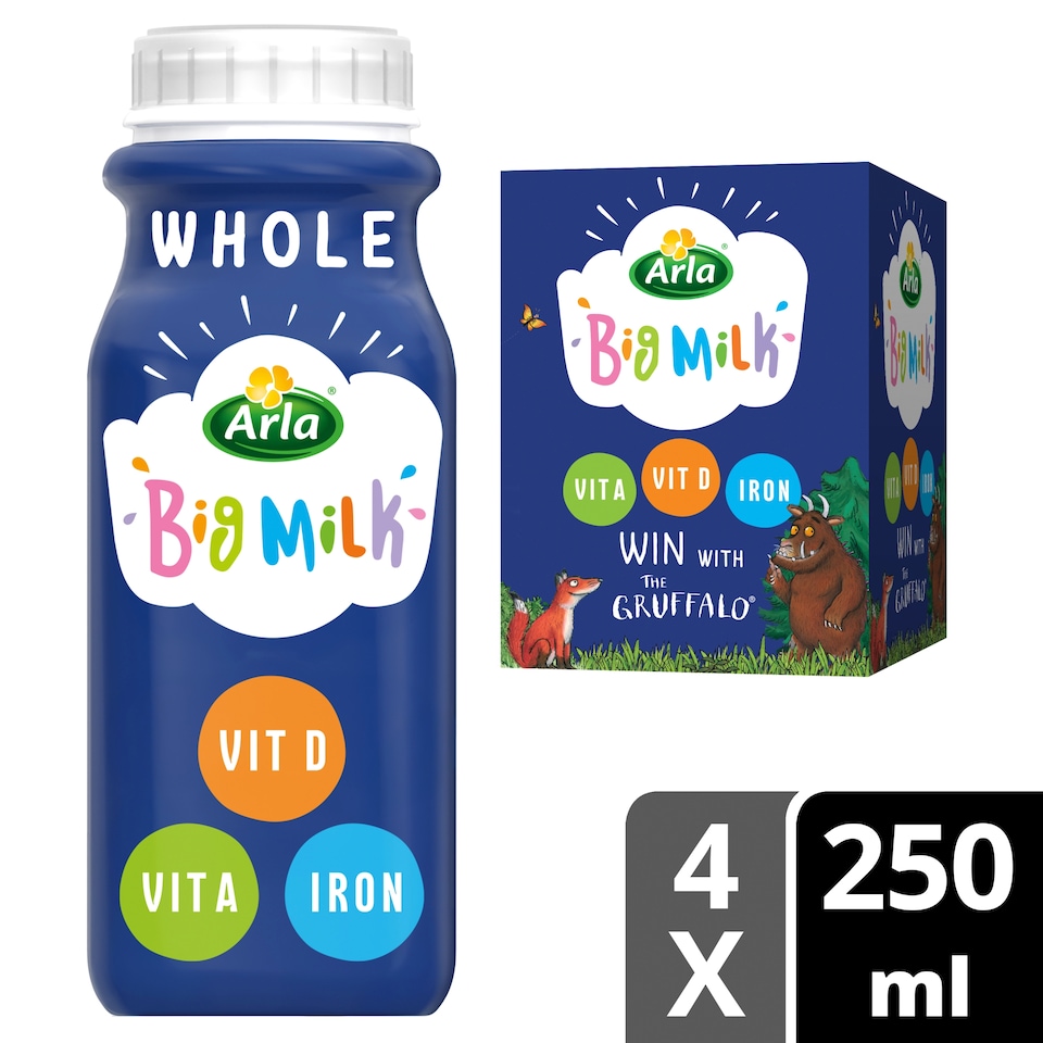 image 1 of Arla Big Milk Fresh Whole Milk Vitamin Enriched for kids 4 X250ml