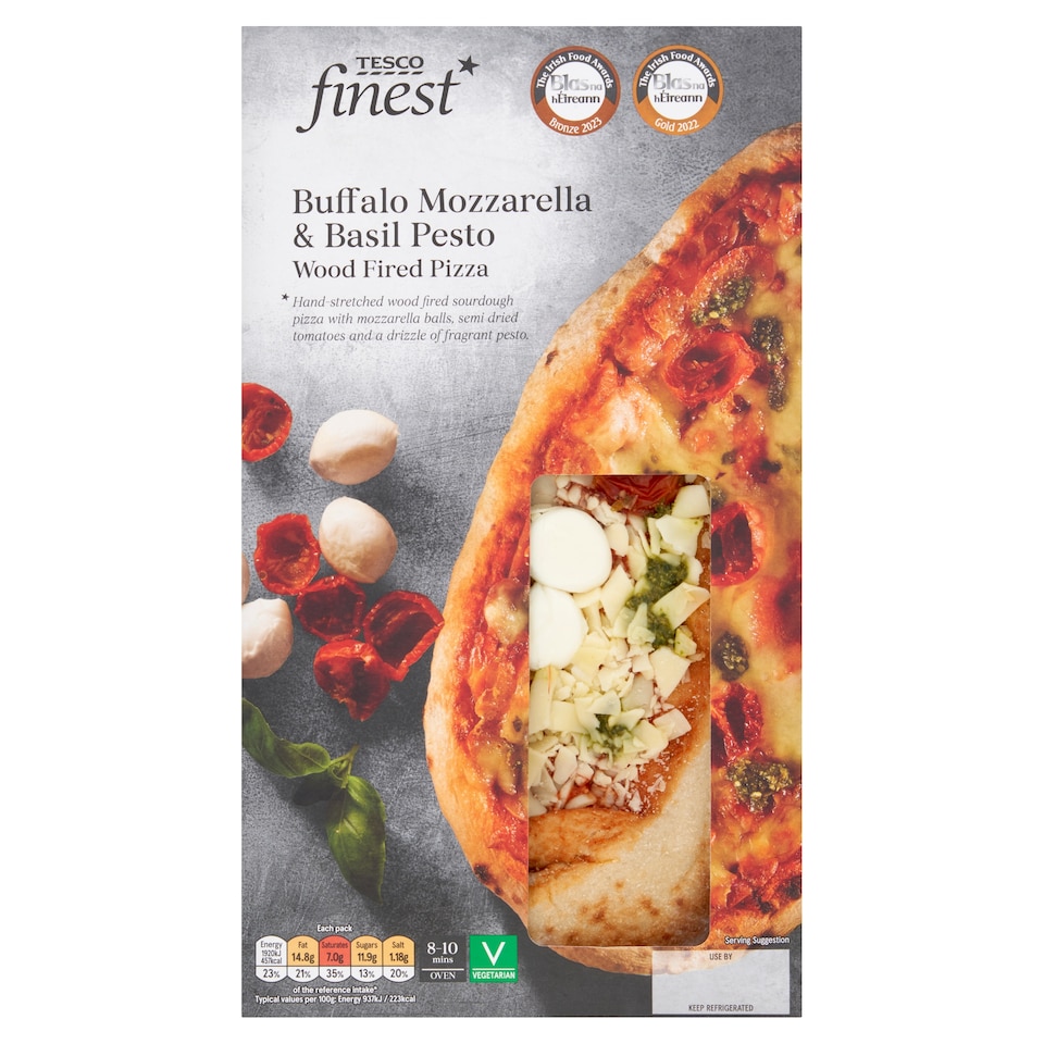 Tesco Finest Buf/Mozz And Basil Pesto Wdfired Pizza 220G