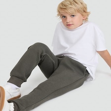 F&F Boys Textured Drawstring Cuffed Joggers in Grey