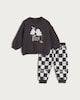 image 1 of F&F Baby 2-Piece Cotton Rich Boo Ghost Print Sweatshirt and Joggers Set in Dark Grey