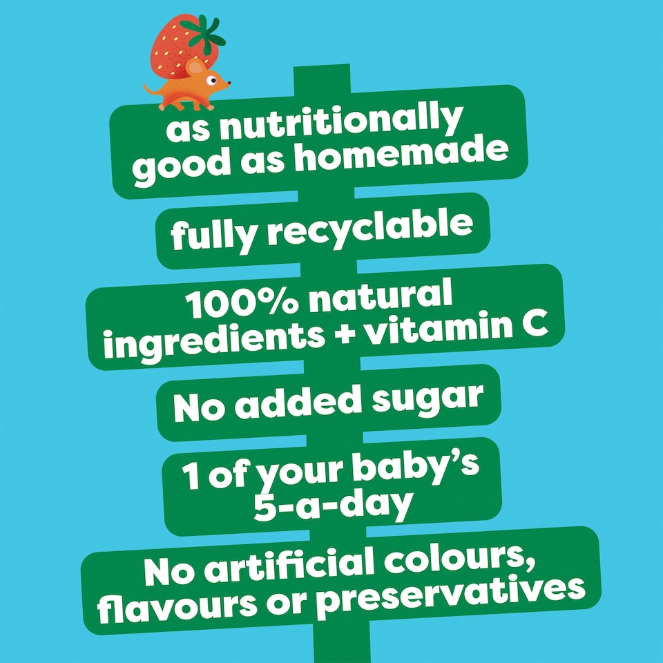 image 1 of Heinz Apple & Strawberry Baby Food Fruit Puree Pouch 100g