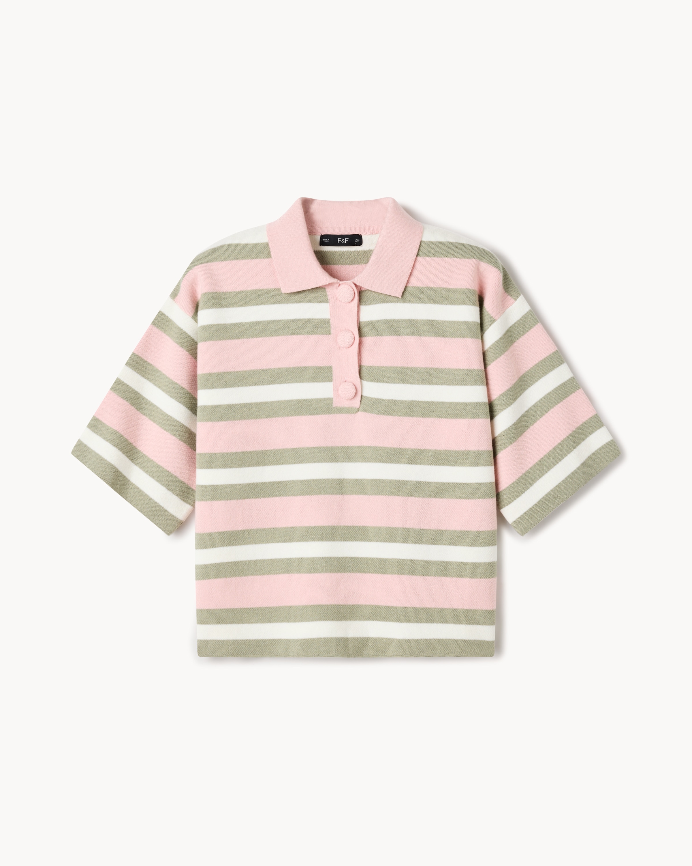 F&F Knitted Rugby Shirt in Multi Pink